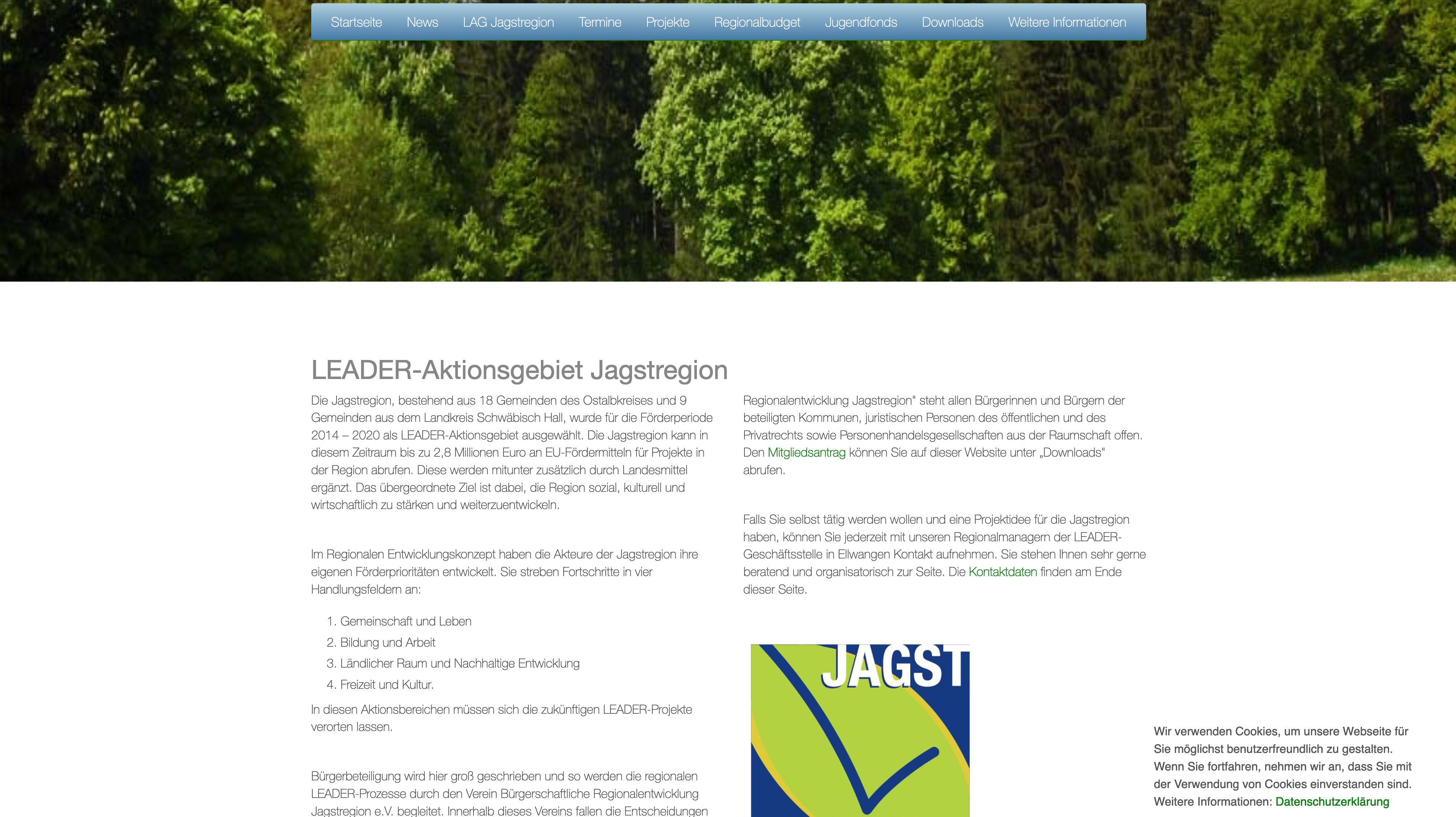 Screenshot LEADER Jagstregion